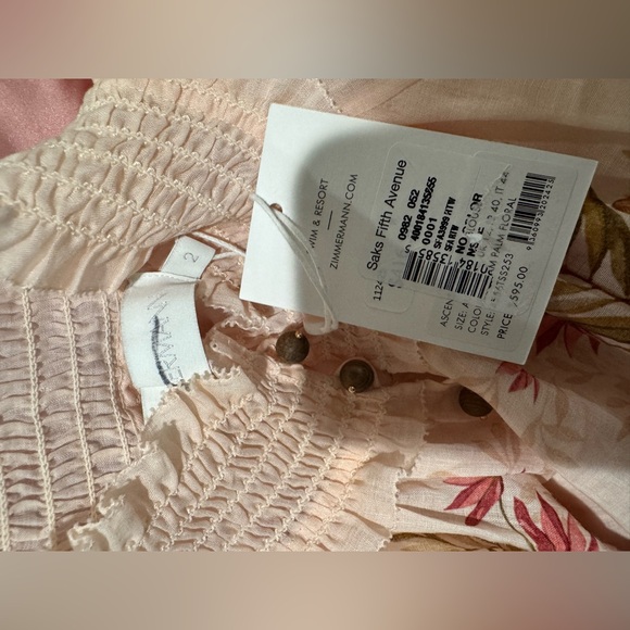 $595 ZIMMERMANN
embellished shirred floral-print ramie blouse size 2/us8 - Picture 10 of 10